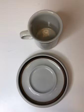 ANJA JAATINEN-WINDQVIST. Coffee cup with saucer, stoneware, "Karelia", Arabia.