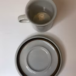 ANJA JAATINEN-WINDQVIST. Kaffekopp med fat, stengods, "Karelia", Arabia.