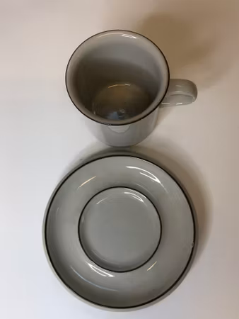 ULLA PROCOPÉ. Coffee cup with saucer, stoneware, "Fennica", Arabia.