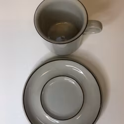 ULLA PROCOPÉ. Coffee cup with saucer, stoneware, "Fennica", Arabia.
