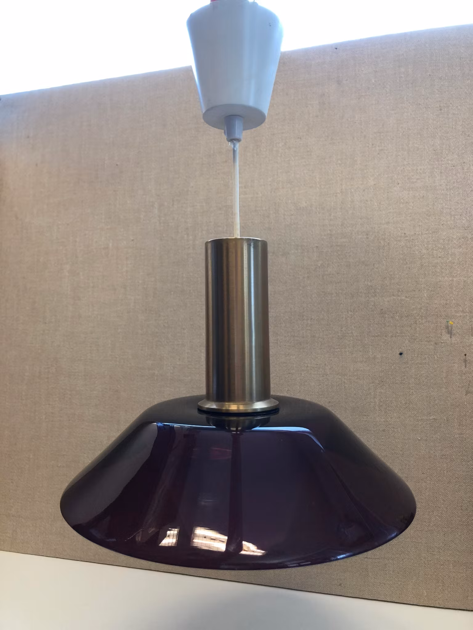 TAKLAMPA, glas/mässing, 1960/70-tal.