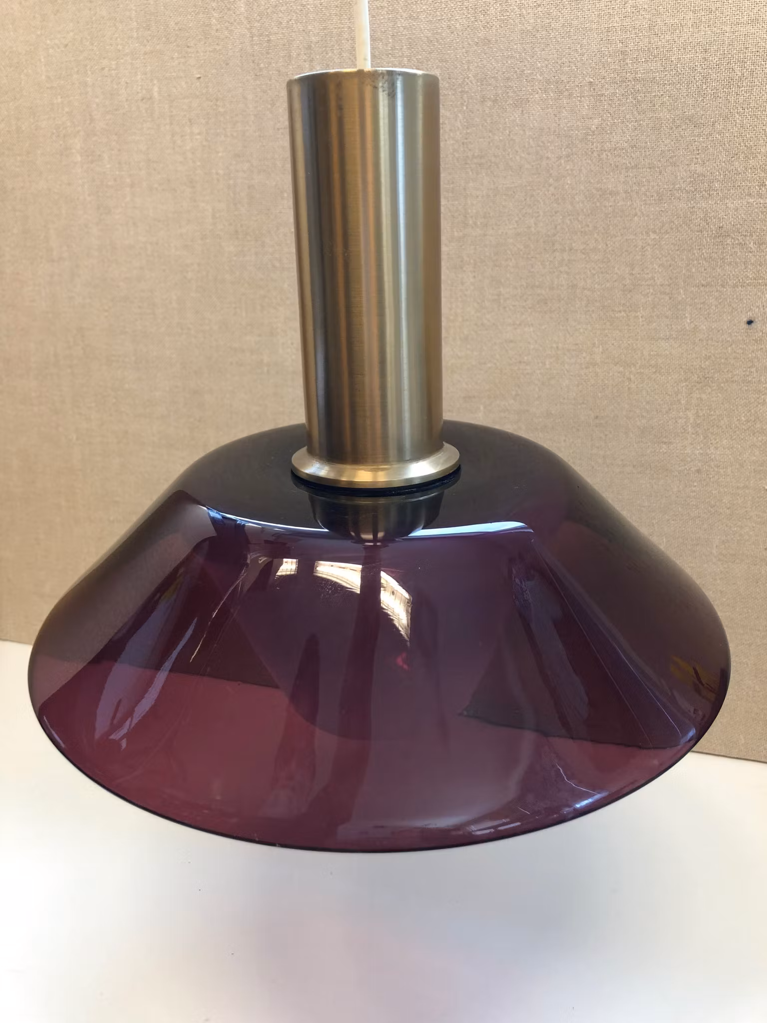 TAKLAMPA, glas/mässing, 1960/70-tal.