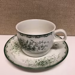 COFFEE CUP WITH SAUCER, porcelain, "Green Anna", Rörstrand.