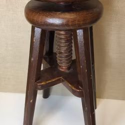 STOOL, painted pine, folk style, adjustable, dated 1899.