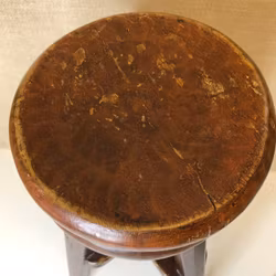 STOOL, painted pine, folk style, adjustable, dated 1899.