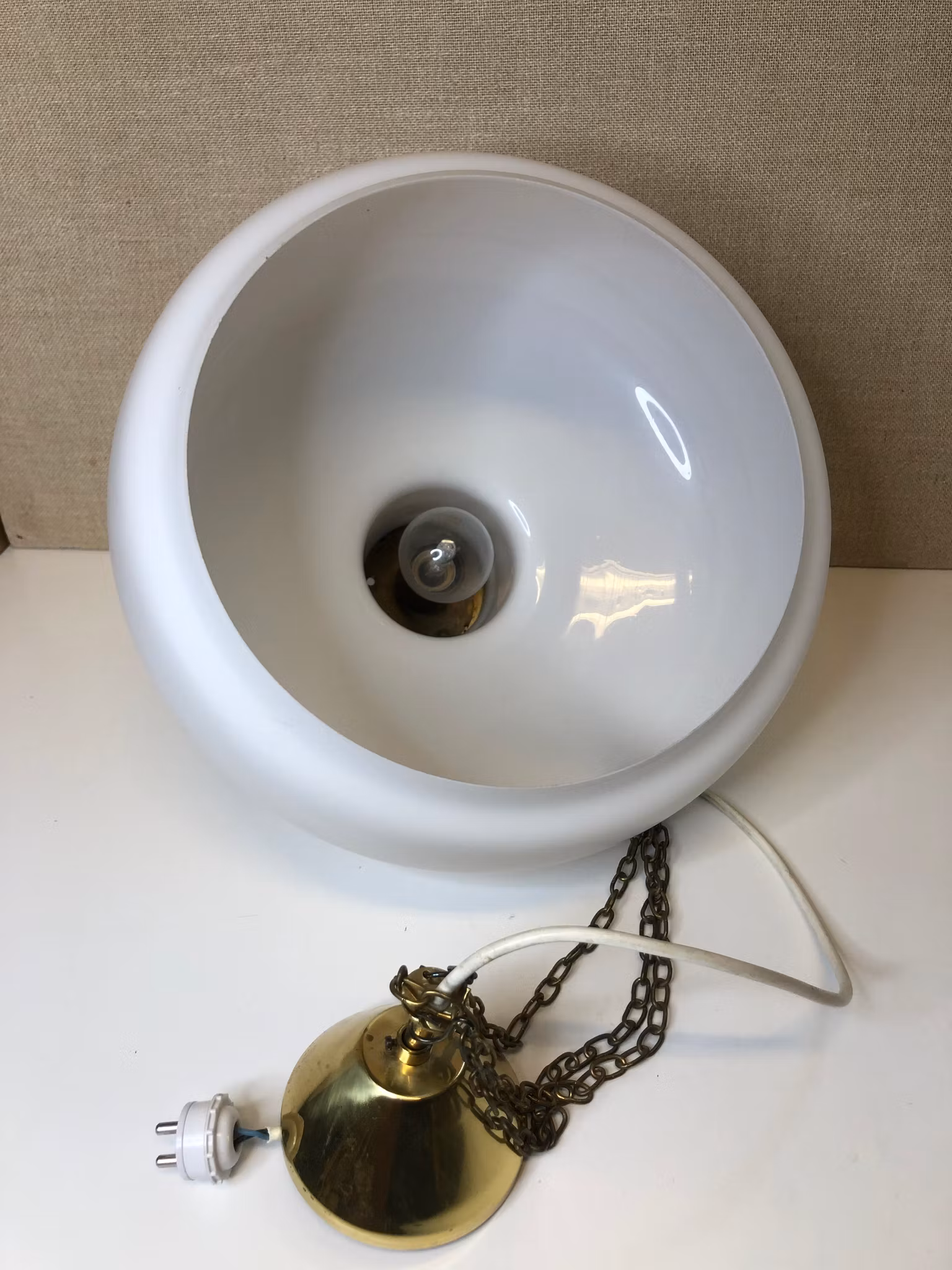 TAKLAMPA, mässing/glas, Orrefors/Flygsfors. 70-tal