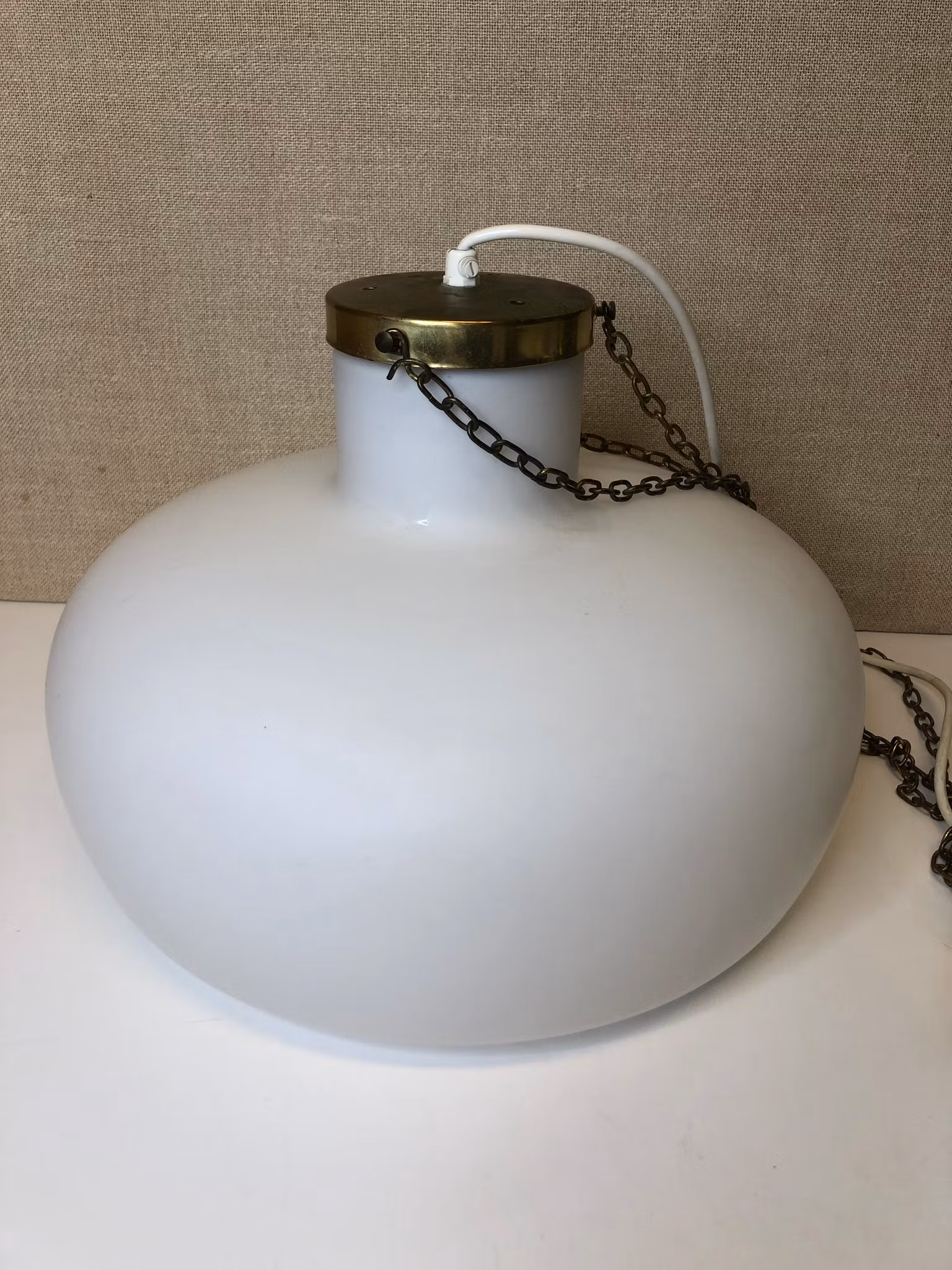 TAKLAMPA, mässing/glas, Orrefors/Flygsfors. 70-tal
