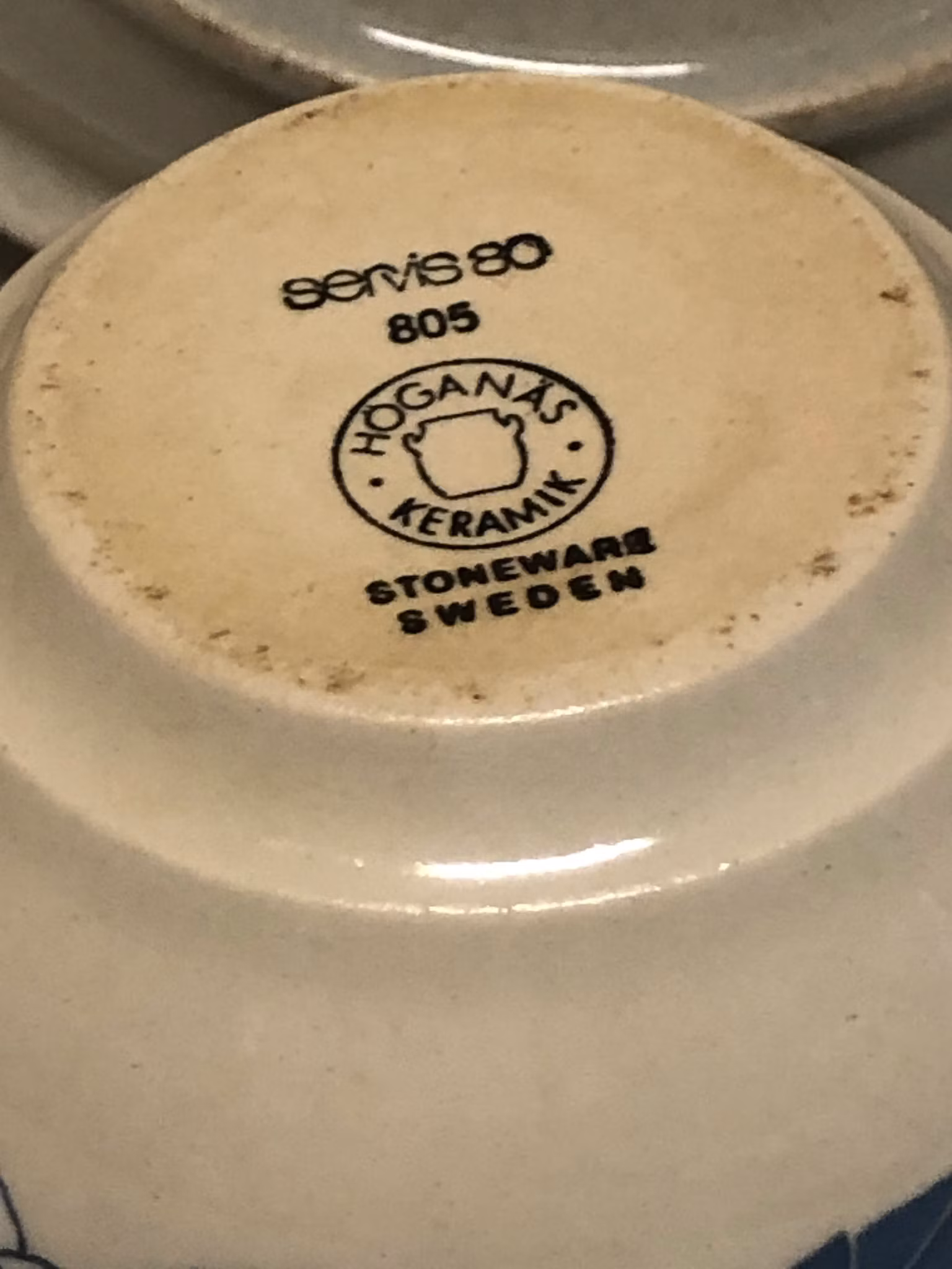TEKOPP MED FAT, stengods, "Servis 80", Höganäs.