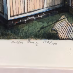 ANDERS ÅBERG. Båt vid brygga, litografi, signerad och numrerad 158/300.