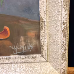 UNKNOWN ARTIST. Flower still life, oil on panel, signed.
