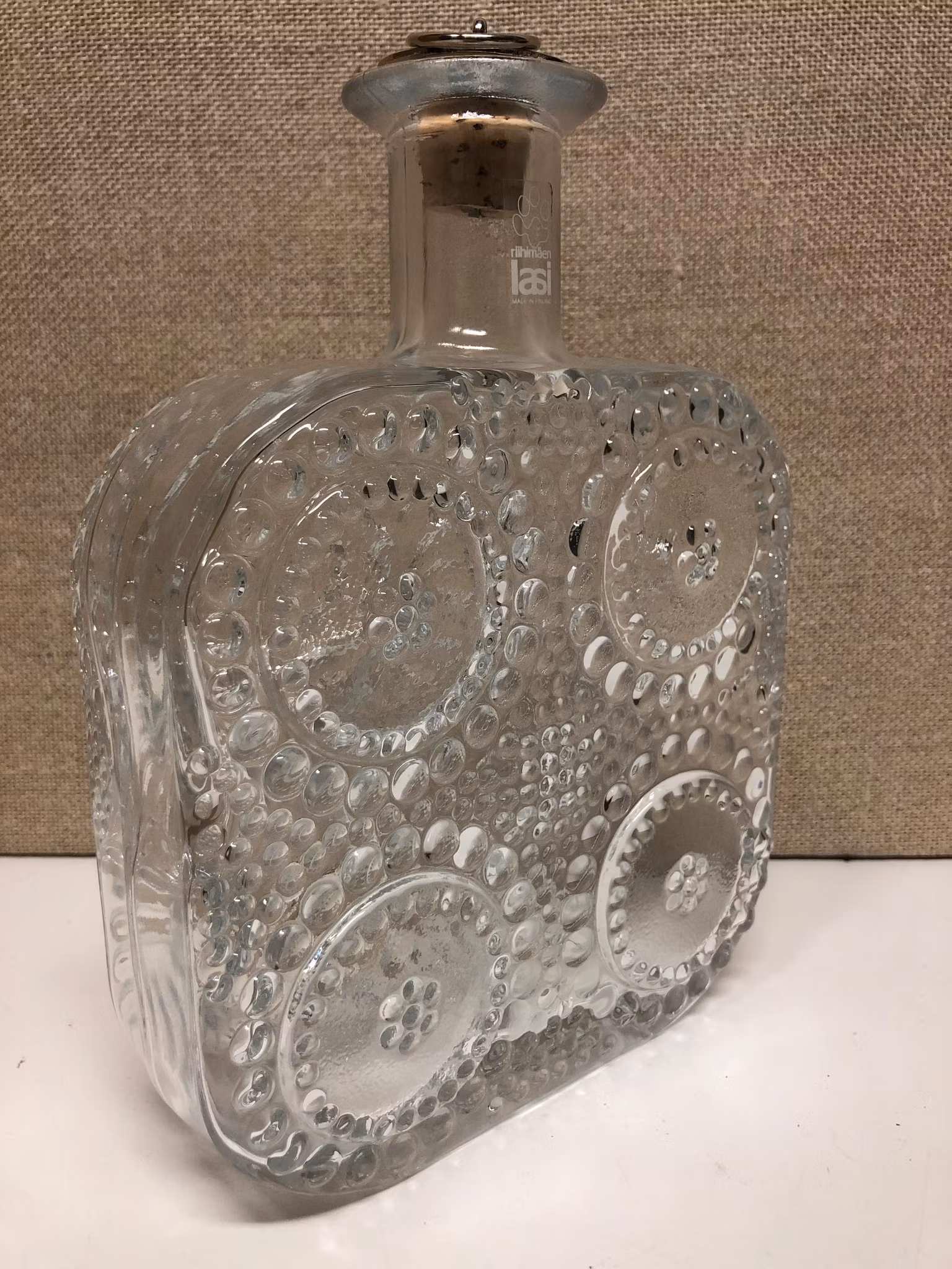 NANNY STILL. Flaska, glas, "Grapponia",  Riihimäen Lasi, Finland.