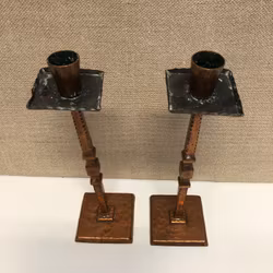 CANDLESTICKS, a pair, copper, 20th century.