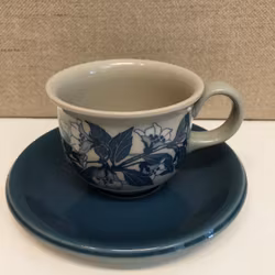 COFFEE CUP WITH SAUCER, stoneware, "Servis 80", Höganäs.