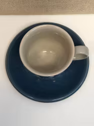 COFFEE CUP WITH SAUCER, stoneware, "Servis 80", Höganäs.