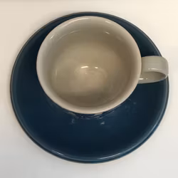 COFFEE CUP WITH SAUCER, stoneware, "Servis 80", Höganäs.