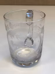MUGG, glas , etsad dekor, Ronneby Brunn, 18/1900-tal.