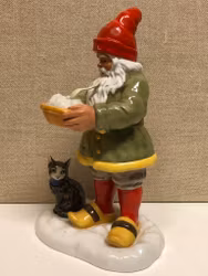 FIGURIN, porslin, "Tomte med gröt", Jenny Nyström.
