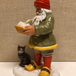 FIGURIN, porslin, "Tomte med gröt", Jenny Nyström.