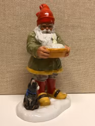 FIGURIN, porslin, "Tomte med gröt", Jenny Nyström.