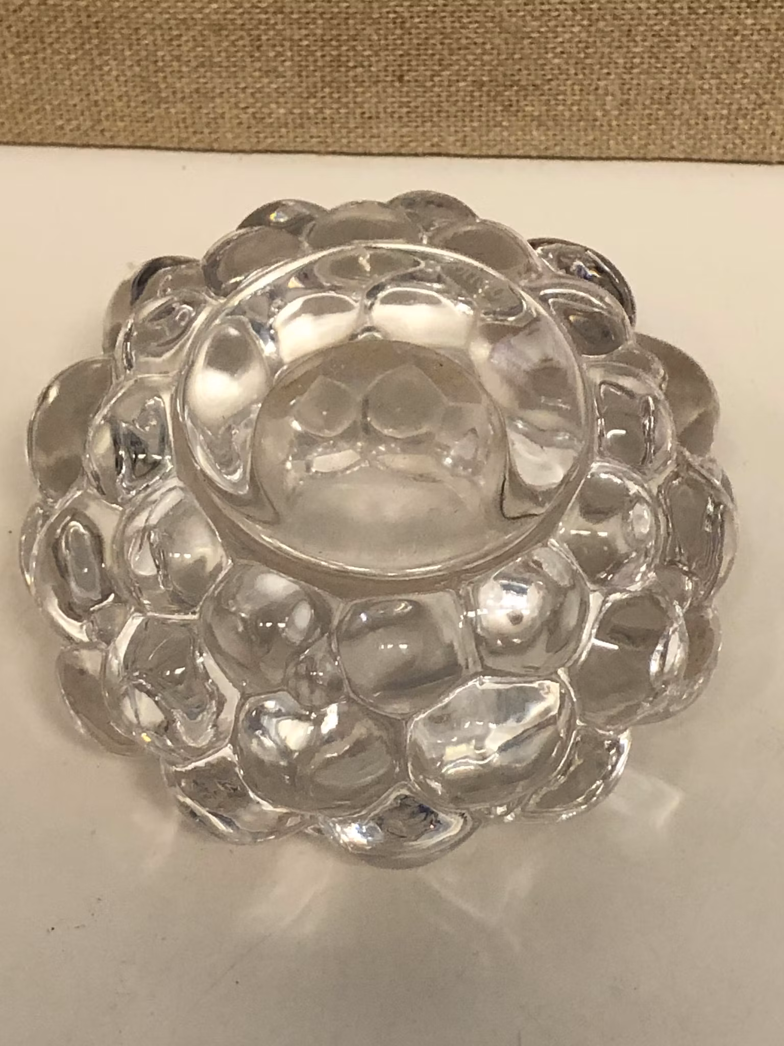 ANNE NILSSON. Ljuslykta, glas, "Hallon", Orrefors, 1900-talets slut.