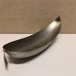 BOWL, pewter, Sami decoration, needlework, LGS, 1976.