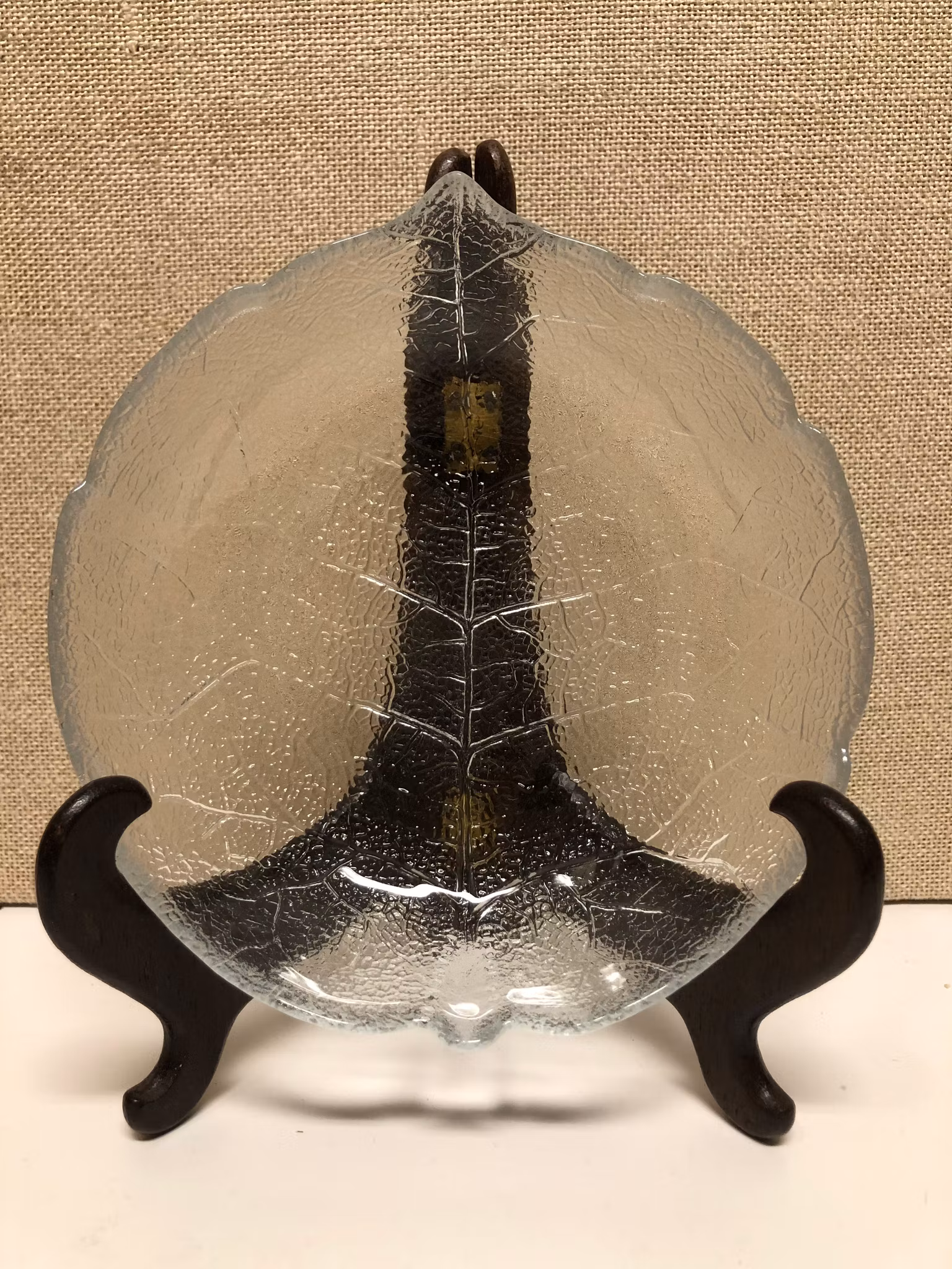 EFTERRÄTTSTALLRIK, glas, "Lövet" Aspen, Luminarc, France.