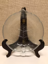 DESSERT PLATE, glass, "The Leaf" Aspen, Luminarc, France.