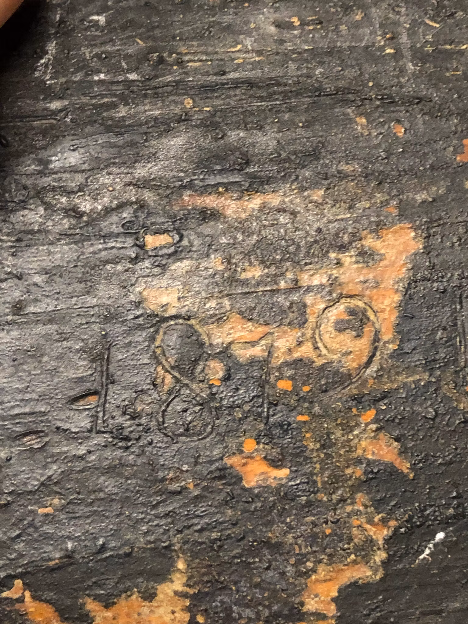 LAGGKÄRL, bemålad, daterad 1879.