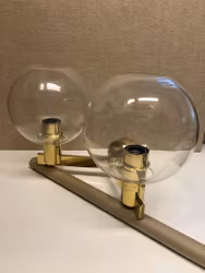 HANS-AGNE JAKOBSSON. Vägglampa, mässing/glas, Markaryd, Sweden.