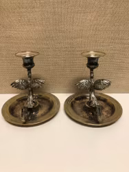 NATTLJUSSTAKAR, ett par, nysilver, 1900-talets början.