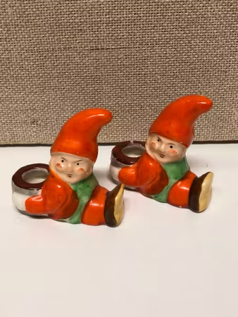 CANDLESTICKS, a pair, porcelain, Santa Claus, first half of 1900.