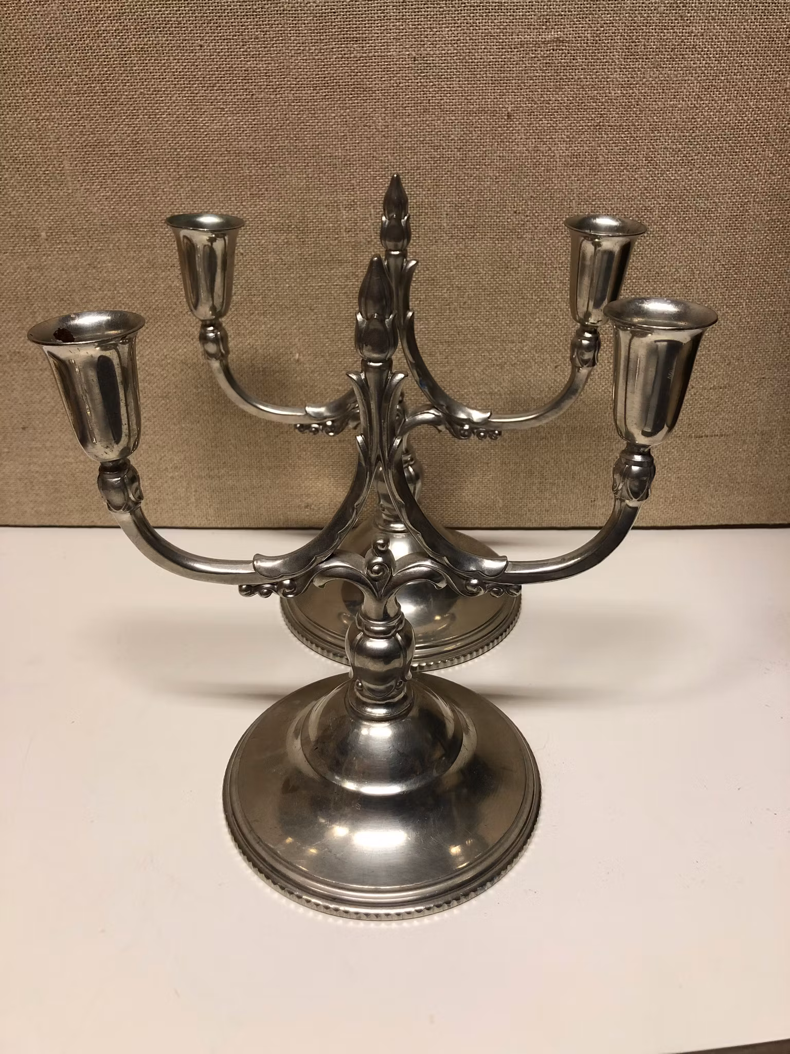 KANDELABRAR, ett par, tenn, Swedish Modern, Svenskt Tenn, B.H. Edlund, 1933.