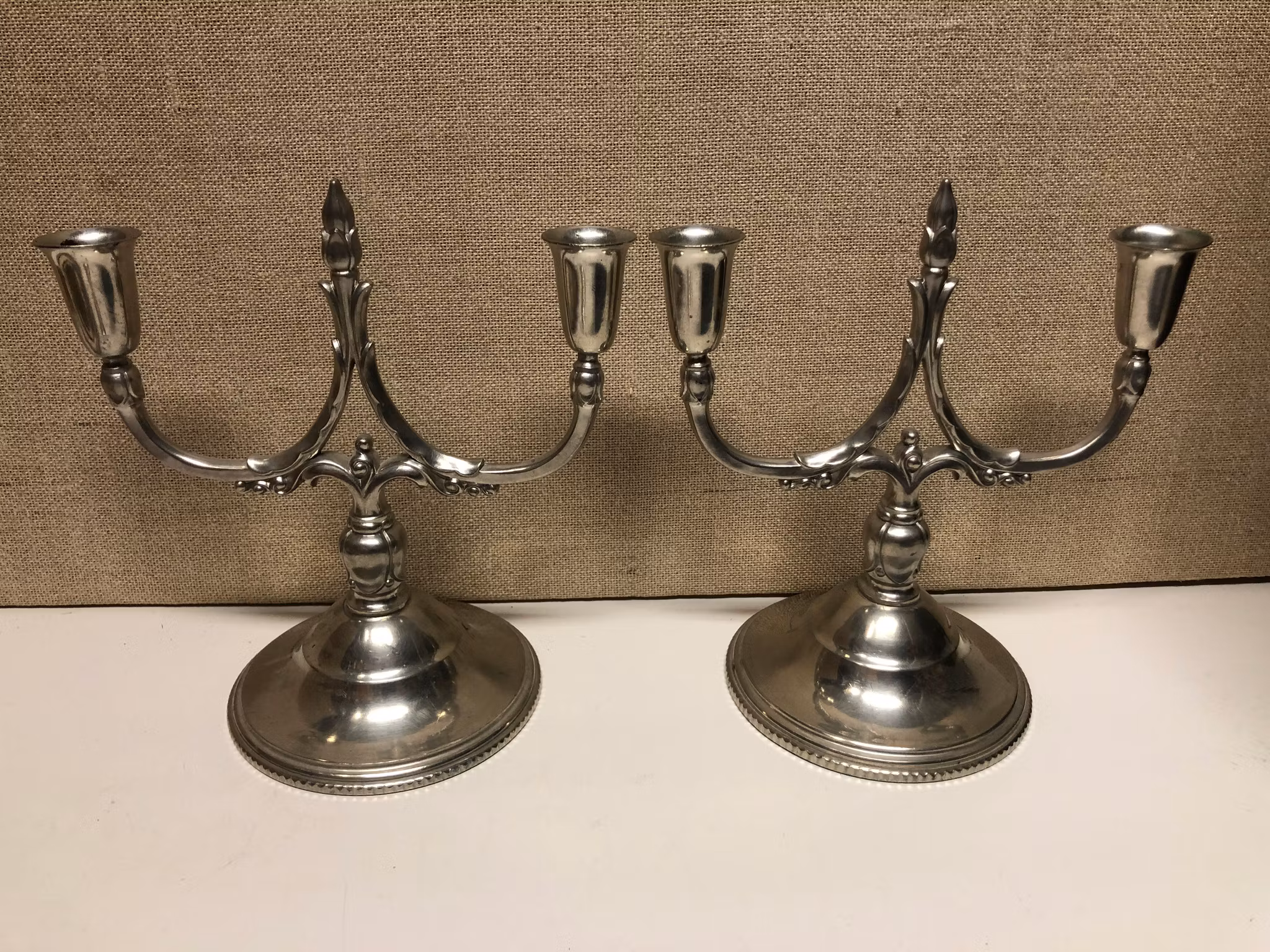 KANDELABRAR, ett par, tenn, Swedish Modern, Svenskt Tenn, B.H. Edlund, 1933.