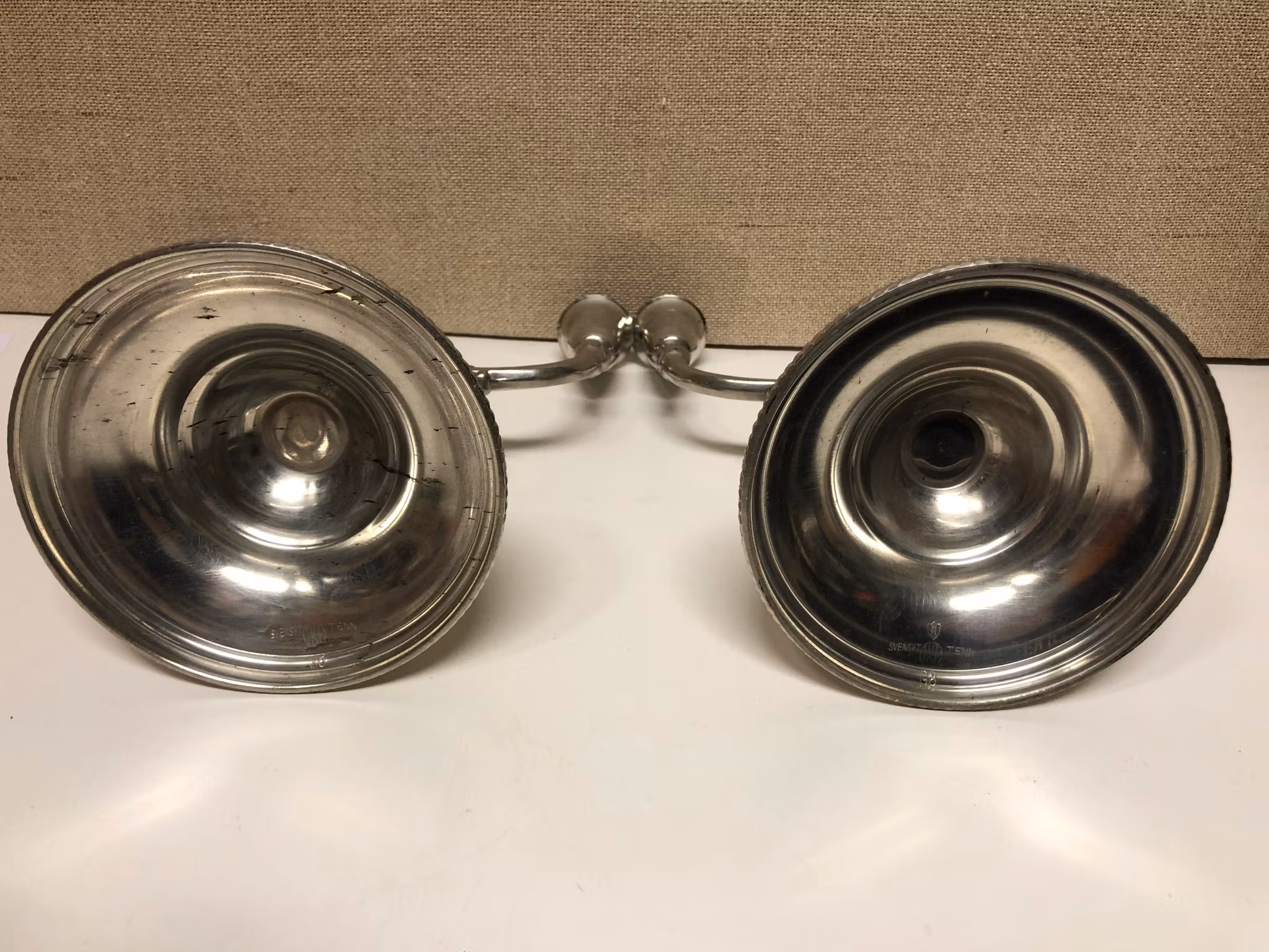 KANDELABRAR, ett par, tenn, Swedish Modern, Svenskt Tenn, B.H. Edlund, 1933.