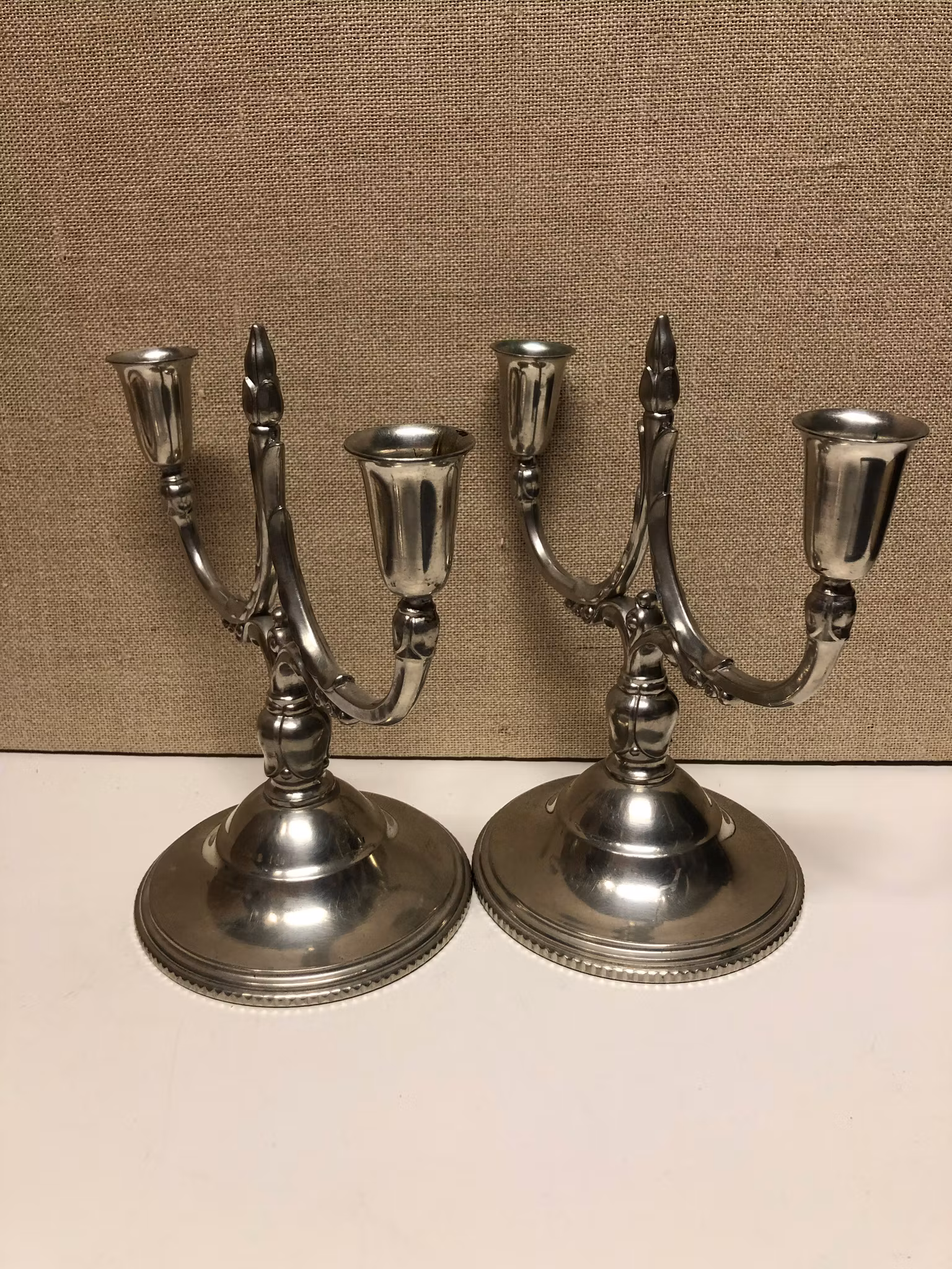 KANDELABRAR, ett par, tenn, Swedish Modern, Svenskt Tenn, B.H. Edlund, 1933.