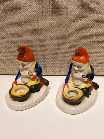 CANDLESTICKS, a pair, porcelain, Santa Claus, first half of 1900.