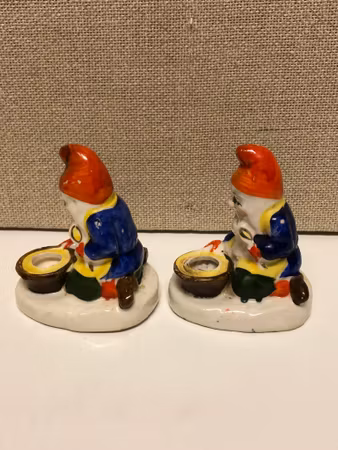 CANDLESTICKS, a pair, porcelain, Santa Claus, first half of 1900.