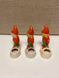 CANDLEHOLDERS 3 pcs. porcelain, Santa Claus, 1900-first half.