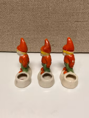 CANDLEHOLDERS 3 pcs. porcelain, Santa Claus, 1900-first half.