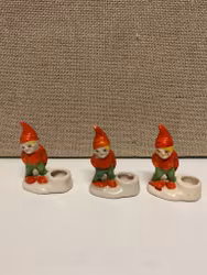 CANDLEHOLDERS 3 pcs. porcelain, Santa Claus, 1900-first half.