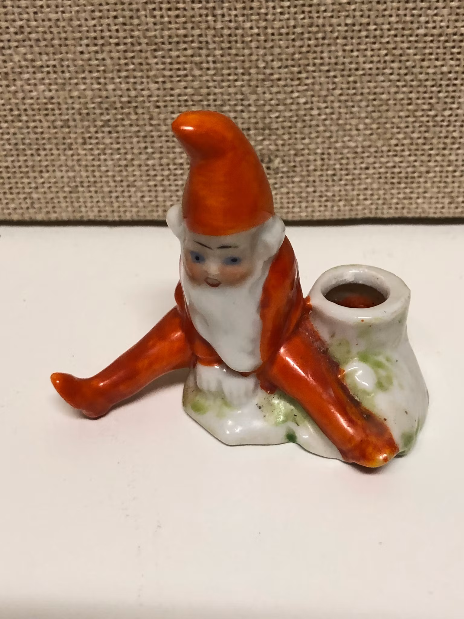 LJUSSTAKE, porslin, Jultomte, 1900-första hälft.