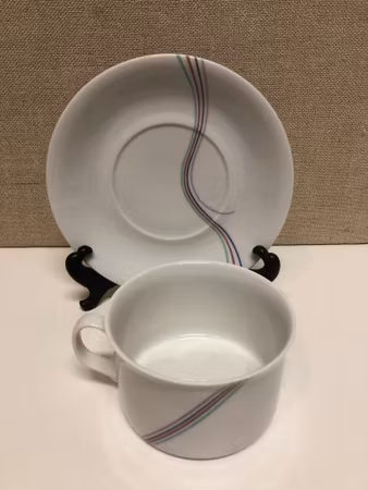 BERTIL VALLIEN. Teacup with saucer, porcelain, "Rainbow", Rörstrand.