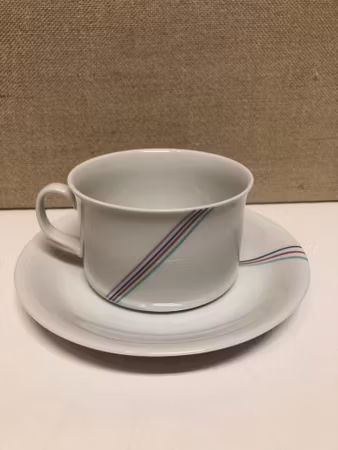 BERTIL VALLIEN. Teacup with saucer, porcelain, "Rainbow", Rörstrand.