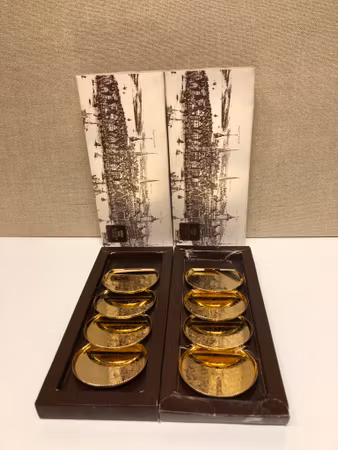 COASTERS 8 pcs. metal coated with 24 K, Scandia Gold