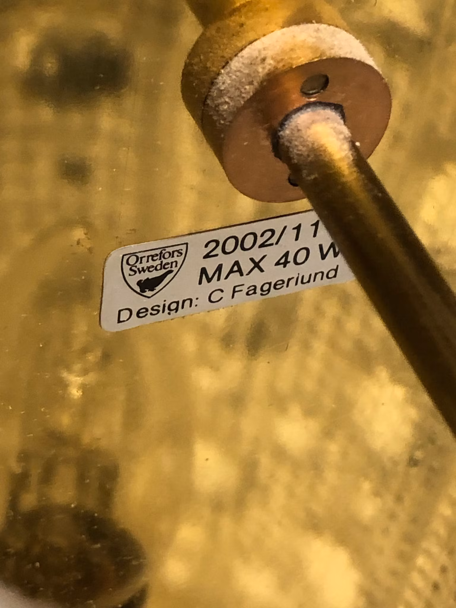 CARL FAGERLUND. Vägglampor ett par, glas/mässing, Orrefors.