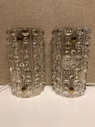 CARL FAGERLUND. Vägglampor ett par, glas/mässing, Orrefors.