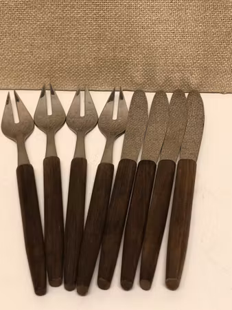 SMÖRGÅSBESTIK 8 delar, teak/rostfritt, Salto, Solingen, 1960-tal.