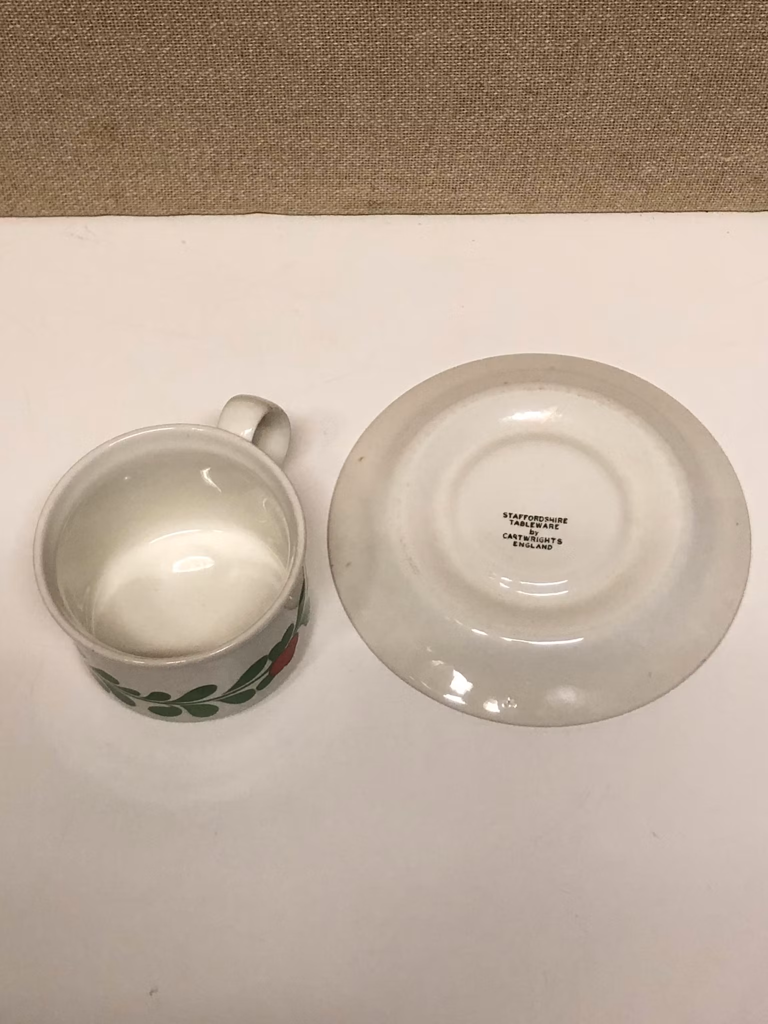 TEKOPP MED FAT, porslin, Cartwrights, Staffordshire, England, 1970-tal.