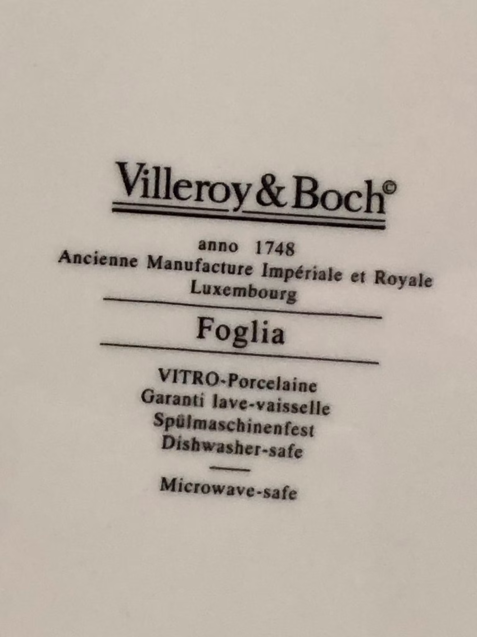 DJUPTALLRIK, porslin, "Foglia", Villeroy & Boch.