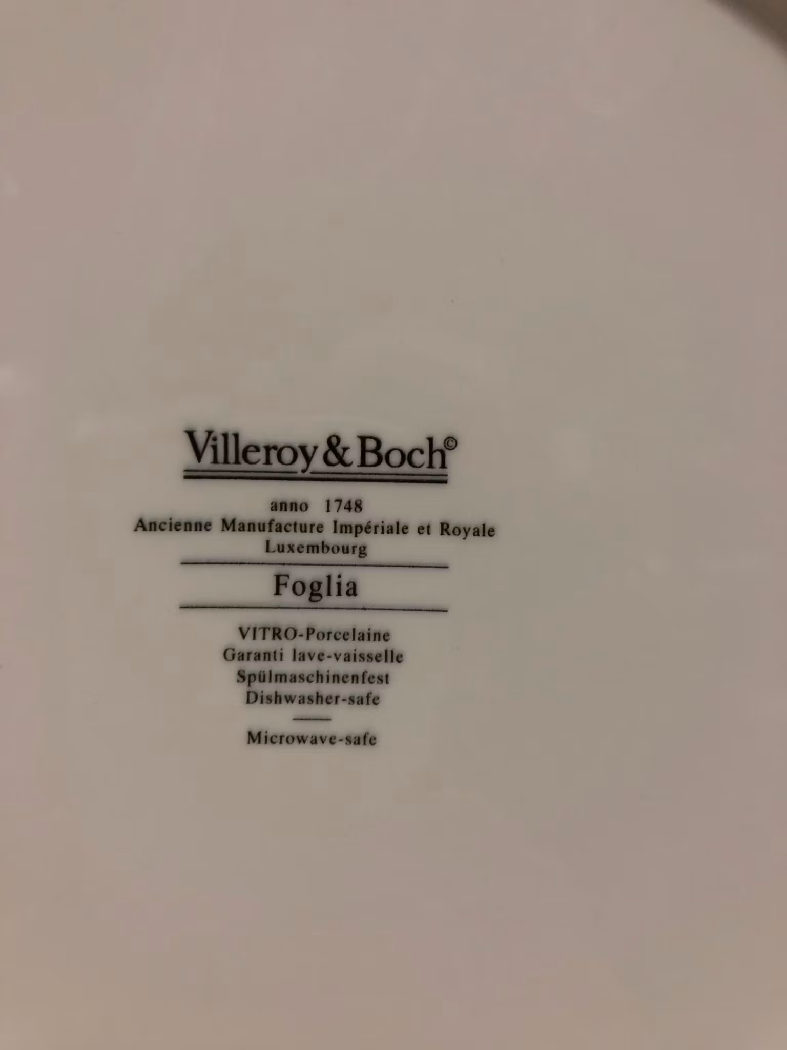 MATTALLRIK, porslin, "Foglia", Villeroy & Boch.